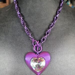Paparazzi Purple Heart Necklace with Sparkling Rhinestone Center